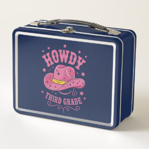 Howdy 3rd Grade Cowboy Cowgirl Back To School Metal Lunch Box