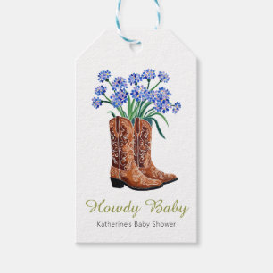 Howdy Baby Bluebonnets Cowboy Baby Shower Gift Tags