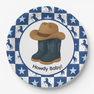 Howdy Baby Boy Paper Plate
