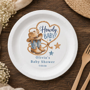 Howdy Baby Cowboy Paper Plate