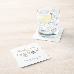 Howdy Baby Little Cowboy Baby Shower Paper Coaster