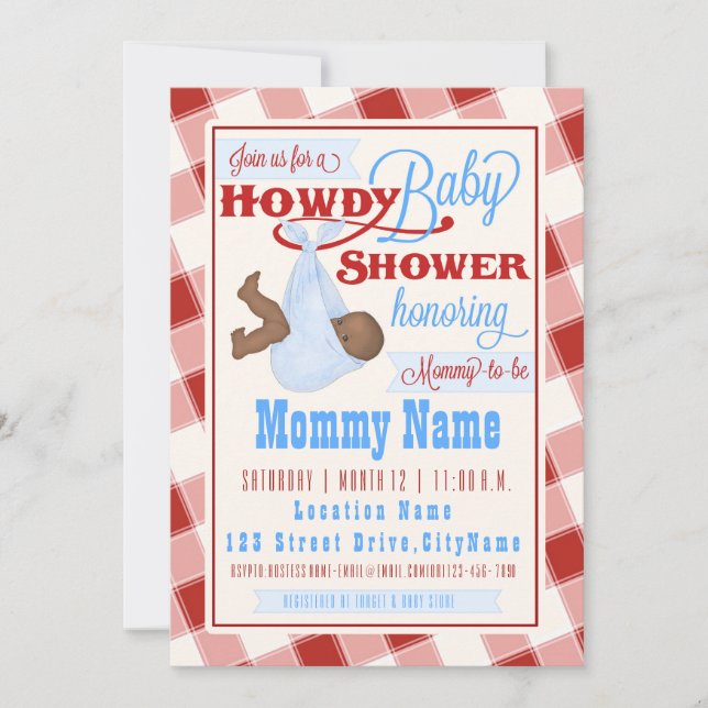 Howdy Baby Western Shower Invitation (Front)