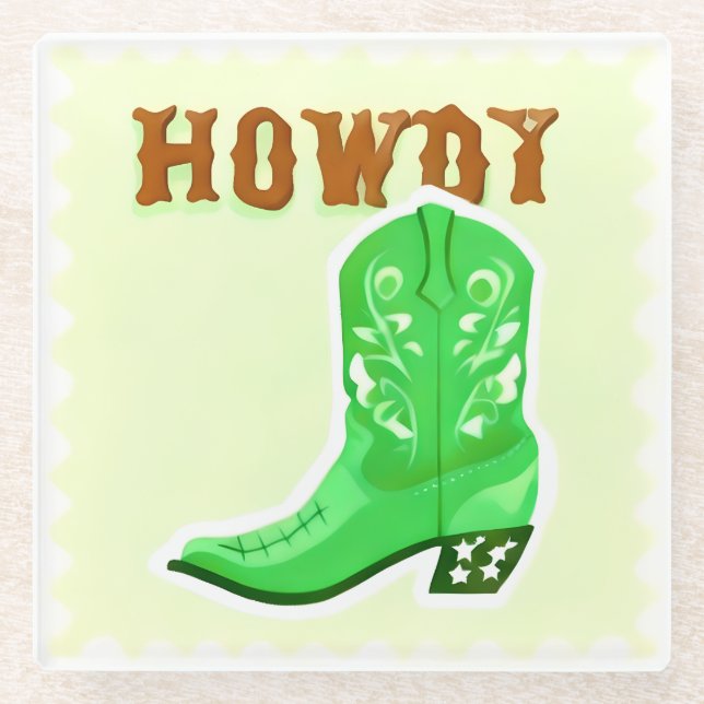 HOWDY Bar Glass Coaster (Front)
