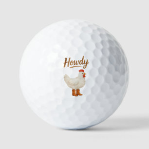 Howdy Chicken in Cowboy Boots Golf Balls