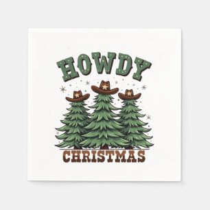 Howdy Christmas Cactus Western Xmas  Napkin