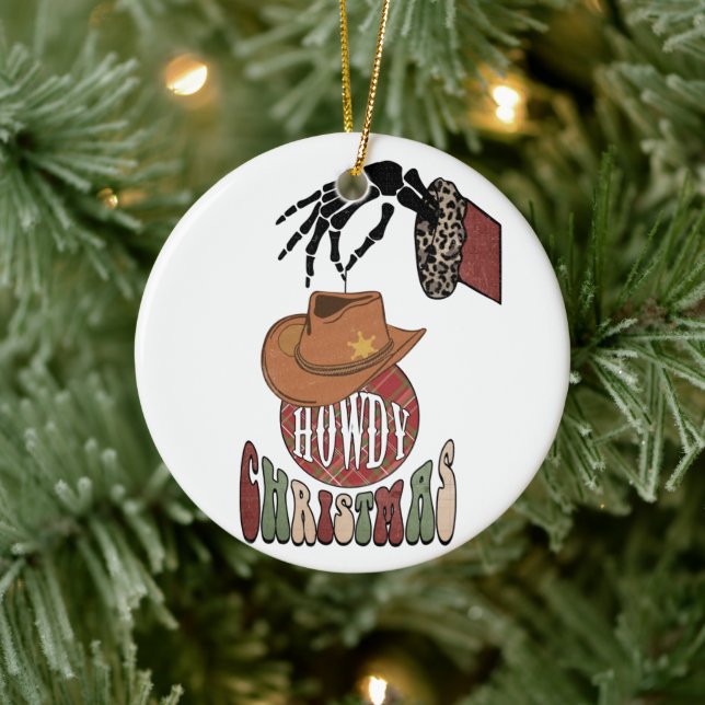Howdy Christmas Ceramic Ornament (Tree)