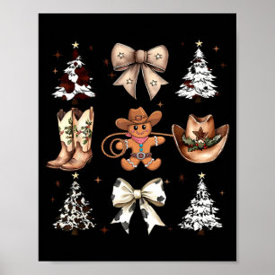 Howdy Christmas Cowboy Cowgirl Gingerbread Coquett Poster
