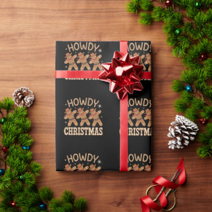 Howdy Christmas Cowboy Gingerbread Western Xmas Wrapping Paper