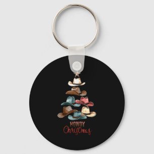 Howdy Christmas Cowboy Hat Western Country Xmas Ha Keychain