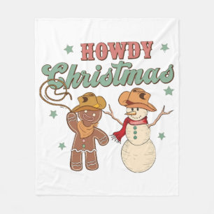 Howdy Christmas Cowboy Snowman Western Funny Fleece Blanket