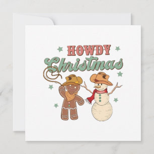 Howdy Christmas Cowboy Snowman Western Funny Invitation