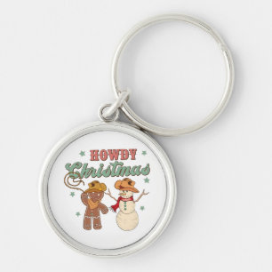 Howdy Christmas Cowboy Snowman Western Funny Keychain