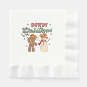 Howdy Christmas Cowboy Snowman Western Funny Napkin