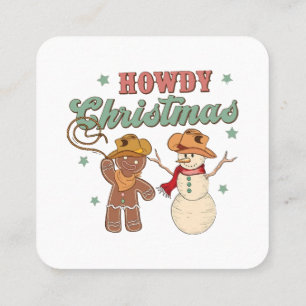 Howdy Christmas Cowboy Snowman Western Funny Square Business Card