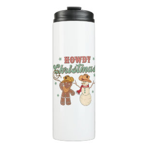 Howdy Christmas Cowboy Snowman Western Funny Thermal Tumbler