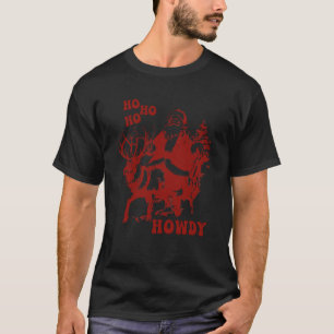 Howdy Christmas Cowboy Xmas Santa Claus Riding A R T-Shirt