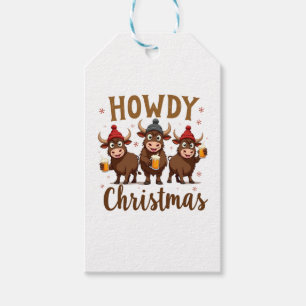 Howdy Christmas Funny Highland Cow Xmas Cows Lover Gift Tags