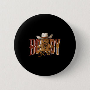 Howdy Christmas Gingerbread Man Cowboy Rodeo Weste 2 Inch Round Button