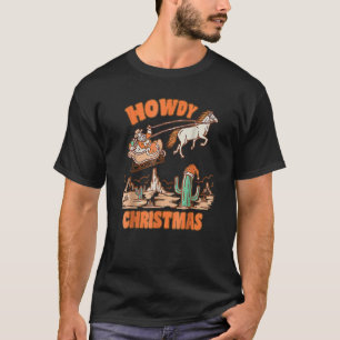 Howdy Christmas Santa Hat Retro Western Family Pa T-Shirt