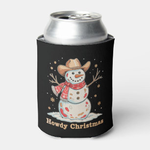 Howdy Christmas Snowman Western Cowboy Xmas Snow Can Cooler
