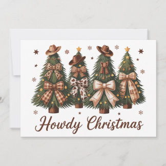 Howdy Christmas Western Xmas Tree Leopard Bow Holiday Card