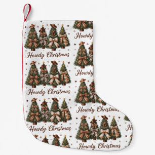 Howdy Christmas Western Xmas Tree Leopard Bow Small Christmas Stocking