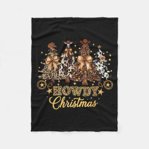 Howdy Christmas Xmas Tree Cowboy Western Coquette  Fleece Blanket