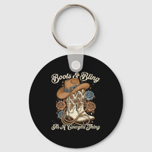 Howdy Country Rodeo Boots &amp; Bling Its A Cowgir Keychain