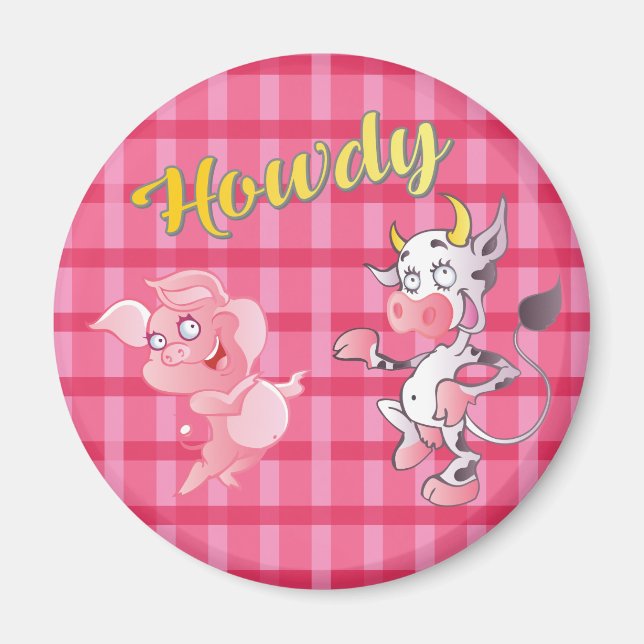 Howdy Cow N'Pig Standard Magnet (Devant)