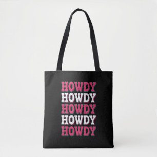 Howdy Cow Western Country Vintage Cowgirl Tote Bag