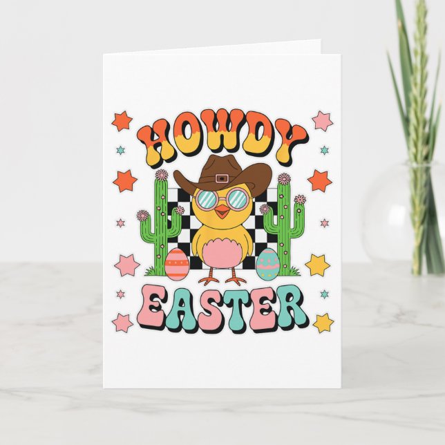 Howdy Cowboy Chicks Dig Me Easter Happy Easter  Card (Front)