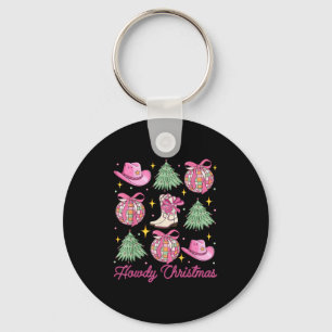 Howdy Cowboy Christmas Western Country Coquette Di Keychain