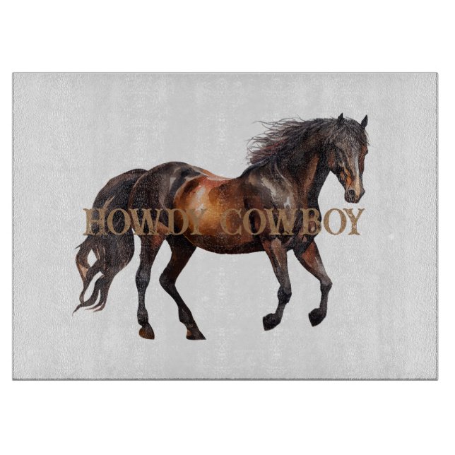 Howdy Cowboy Cowgirl Horse Cutting Board (Front)