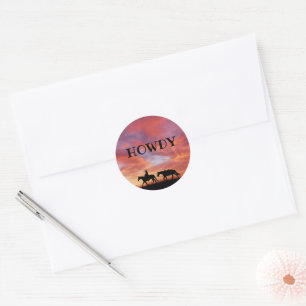 Howdy Cowboy Horse Western Sky Classic Round Sticker