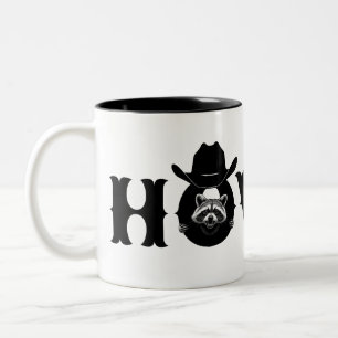 Howdy Cowboy Raccoon Western Funny Welcome Two-Tone Coffee Mug