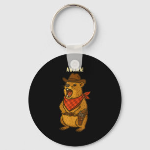 Howdy Cowboy Rock Hyrax Awawa Western Funny _2  Keychain