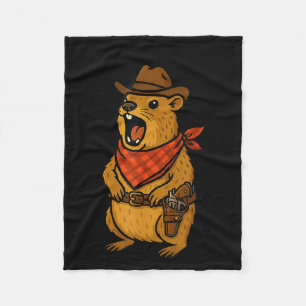 Howdy Cowboy Rock Hyrax Awawa Western Funny  Fleece Blanket