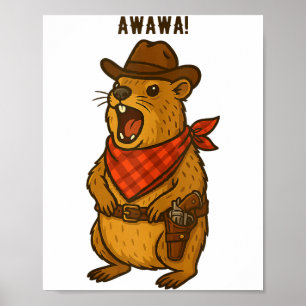 Howdy Cowboy Rock Hyrax Awawa Western Funny Tank T Poster