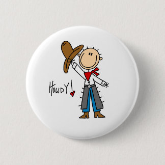 Howdy! Cowboy Stick Figure Button