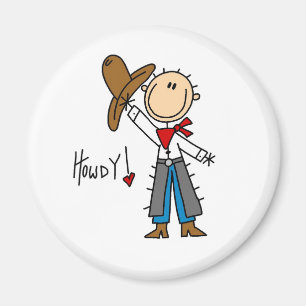 Howdy! Cowboy Stick Figure Magnet