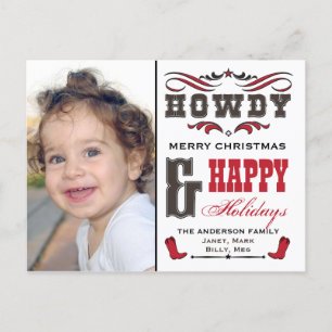 Howdy Cowboy Western Xmas Phostcard Holiday Postcard