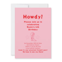 Howdy Cowgirl Birthday Invitation