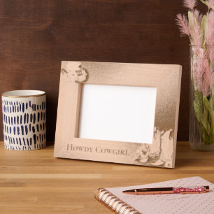 Howdy Cowgirl Western Hat and Boots Etched Frames