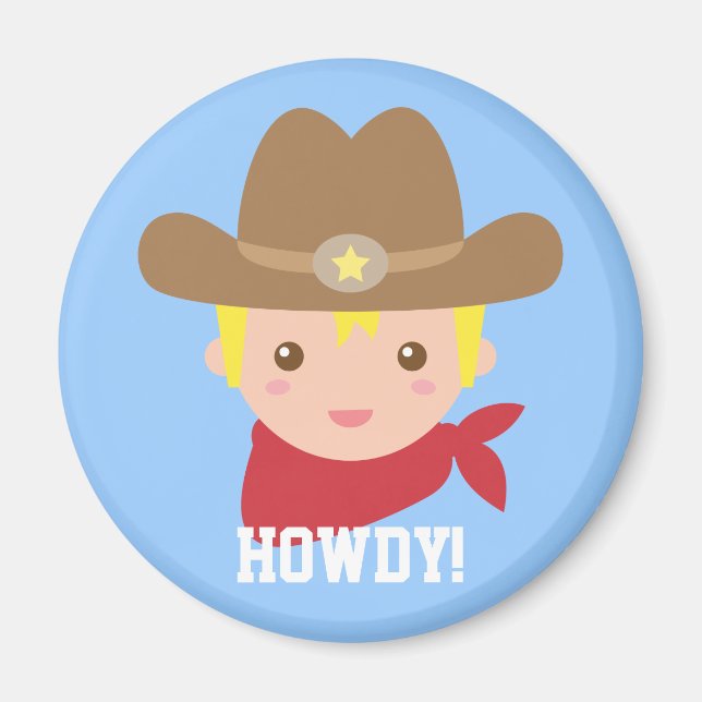 Howdy, Cute Cowboy for little boys Magnet (Front)