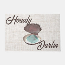 Howdy Darlin Coastal Oyster with Teal Sea Glass