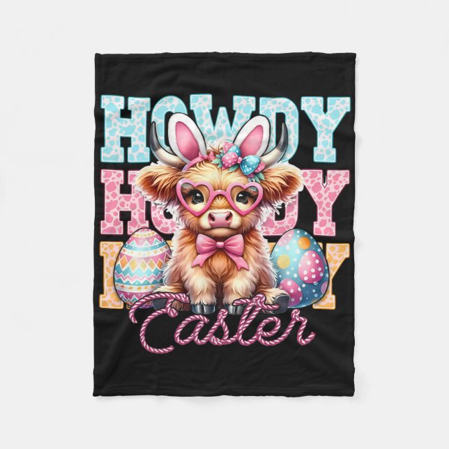 Howdy Easter Bunny Ears Happy Easter Day  Fleece Blanket (Front)