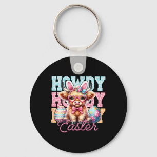 Howdy Easter Bunny Ears Happy Easter Day Keychain