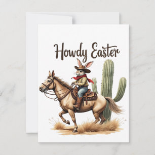 Howdy Easter Bunny Riding a Horse Cowboy  Card