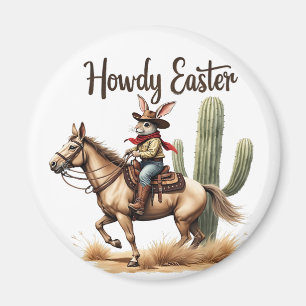 Howdy Easter Bunny Riding a Horse Cowboy Magnet