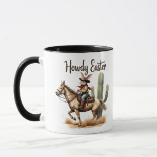 Howdy Easter Bunny Riding a Horse Cowboy Mug